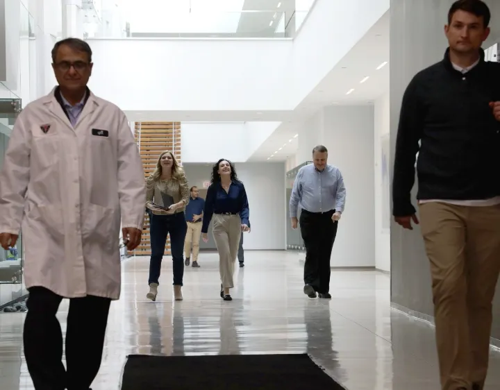 Employees walking down the hall